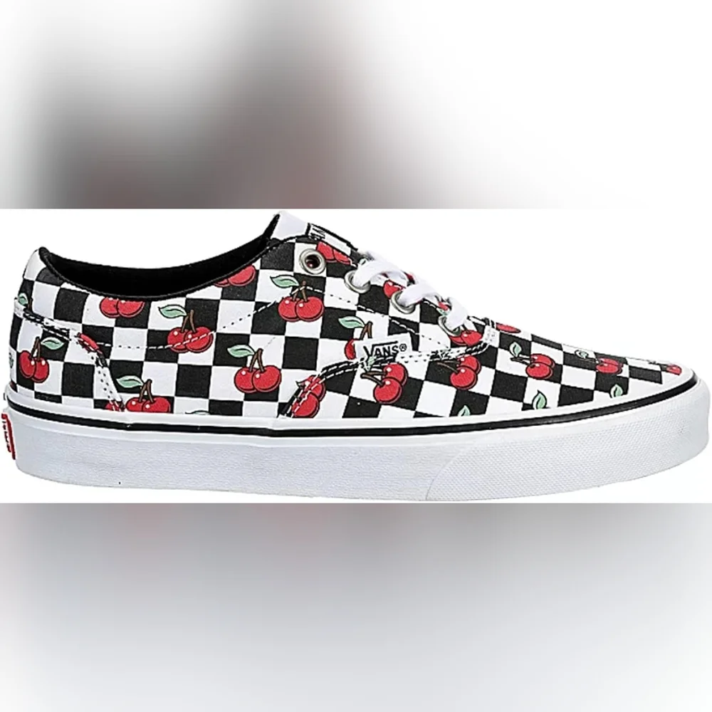 Vans Checkerboard Cherry Low Top Sneakers - Black White Red - Picture 2 of 10